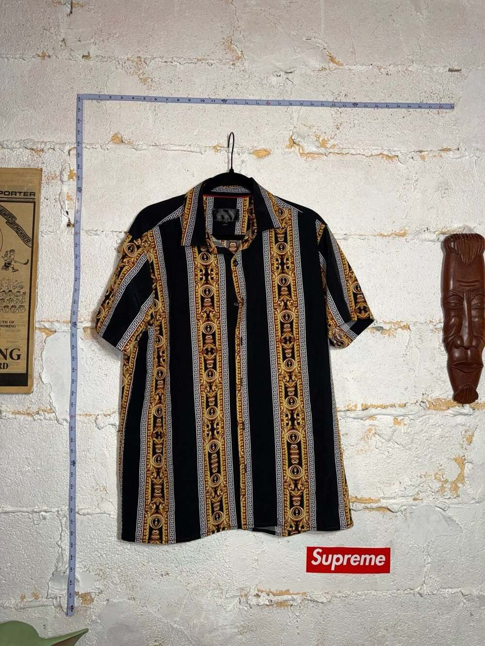 Drill Clothing Co. Baroque Gold Men's Black and Gold Greek Key Pattern Short Sle